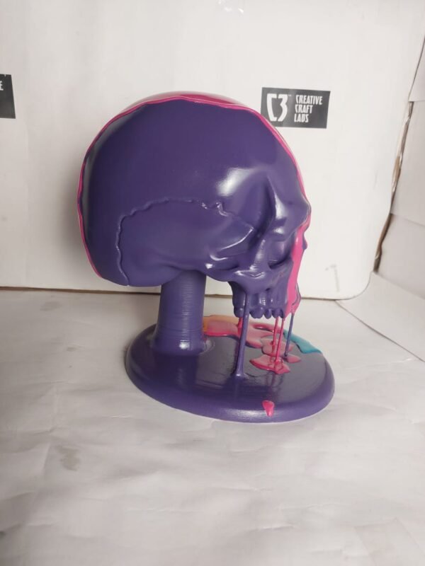 Escultura de Cráneo: "Pintura en Movimiento" (20 cm de Altura) - Impresa en PLA - Image 3