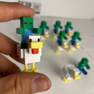 Chicken Jockey Minecraft 5 cm – Figura multicolor en 2 piezas: pollo + zombie