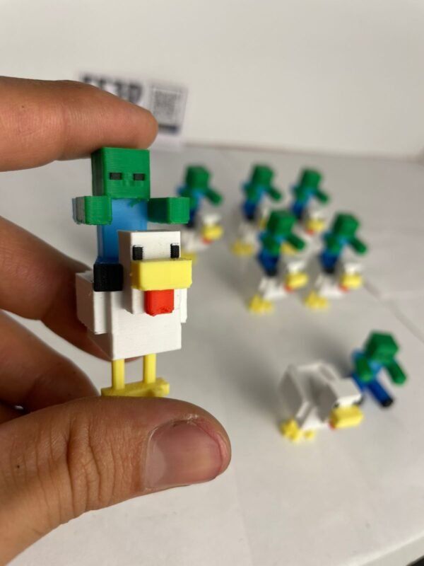 Chicken Jockey Minecraft 5 cm – Figura multicolor en 2 piezas: pollo + zombie